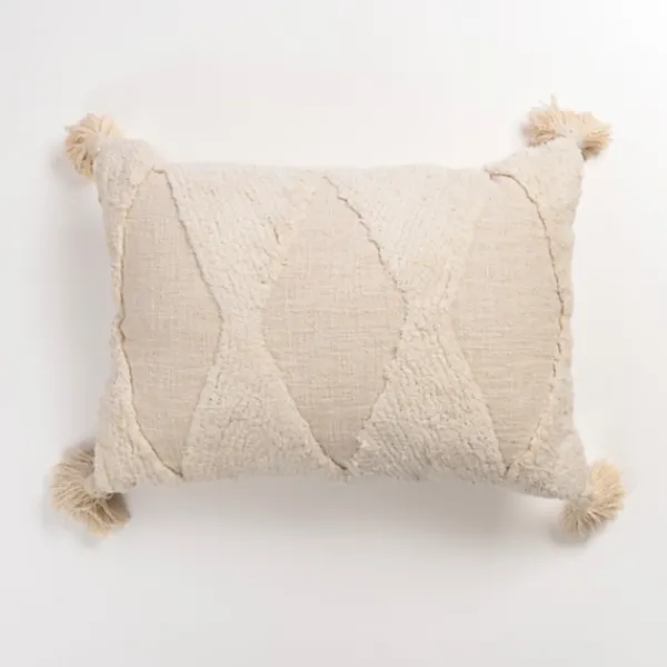 Pillows-Kirkland's Home Zoey Diamond Tufted Lumbar Pillow Ivory